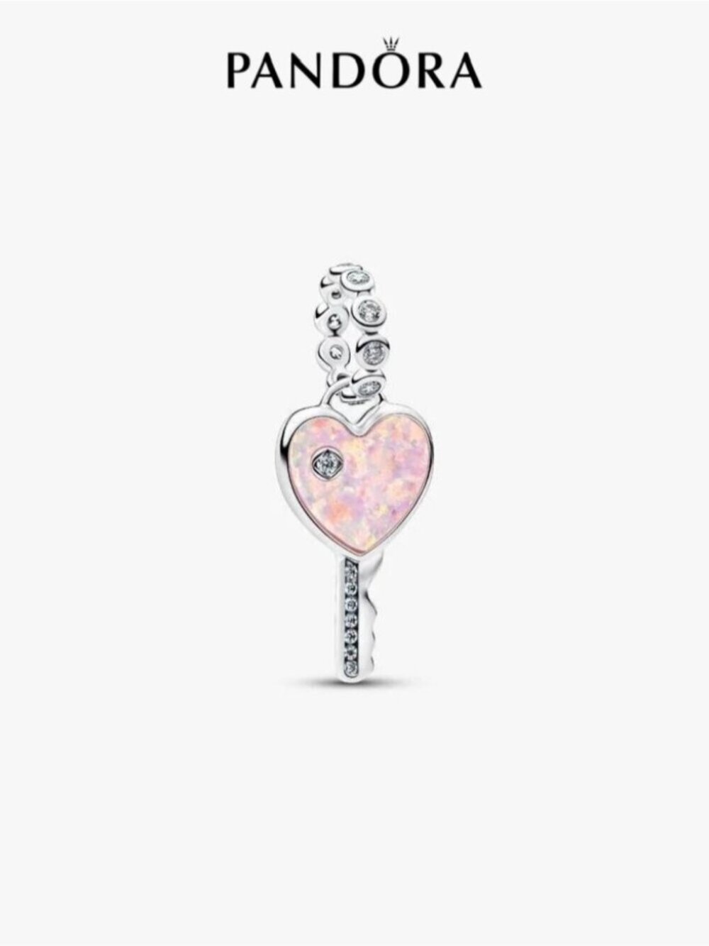 Pandora Opalescent Heart Key Dangle Charm